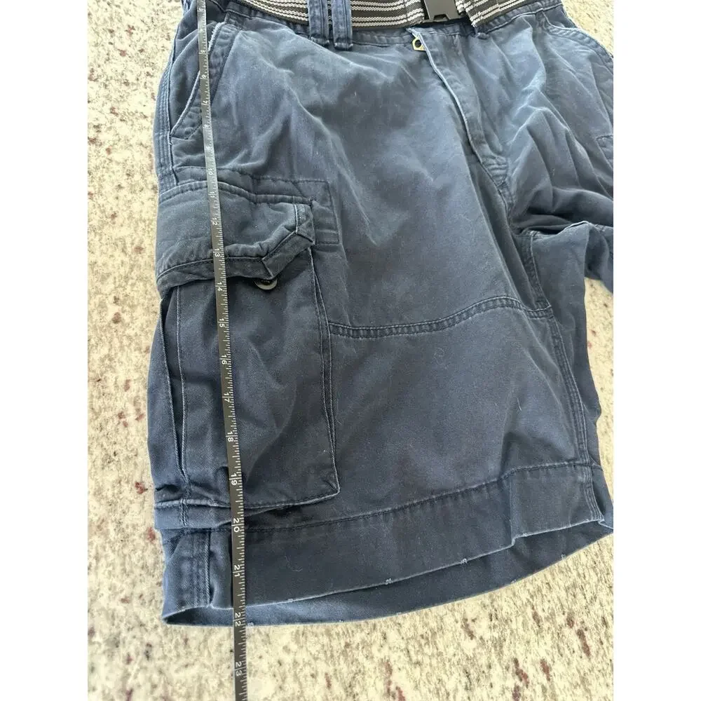 Polo Ralph Lauren Men's Blue Cotton Cargo Shorts Solid Flat Front Button 38